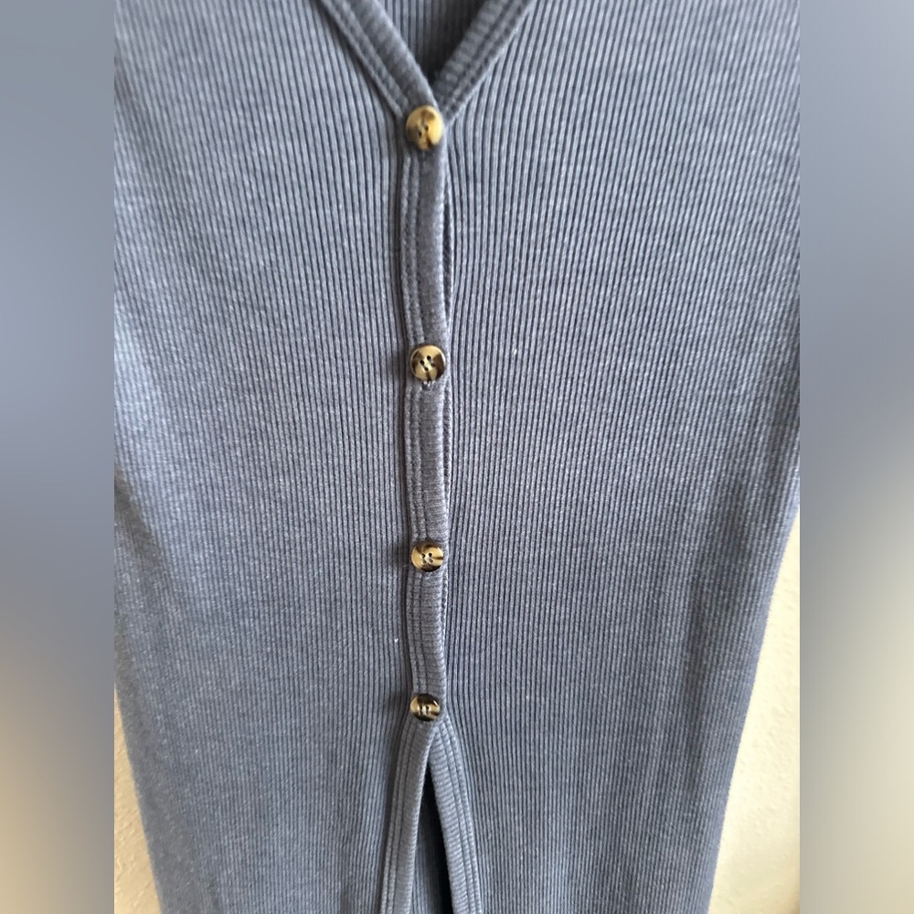 ANTHROPOLOGIE t.la Blue Ribbed Button-Down Dress. - Picture 4 of 8